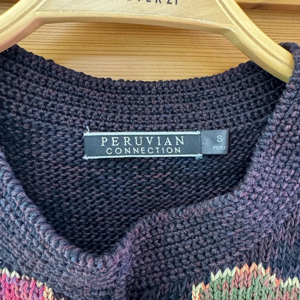 Peruvian Connection Multicolor Patterned Button Cardigan - Small - Picture 3 of 5